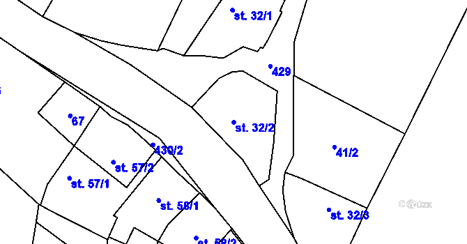 Parcela st. 32/2 v KÚ Bojanovice u Znojma, Katastrální mapa