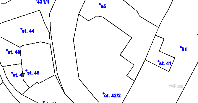 Parcela st. 42/2 v KÚ Bojanovice u Znojma, Katastrální mapa