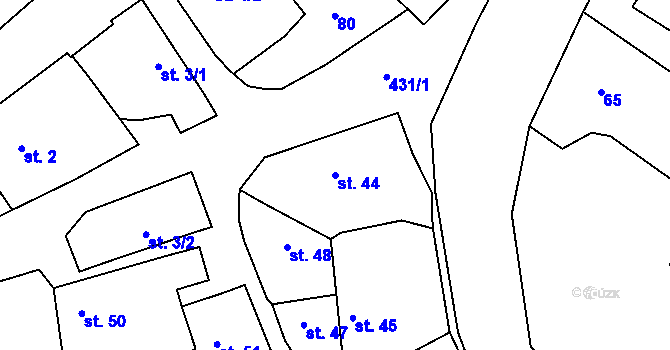 Parcela st. 44 v KÚ Bojanovice u Znojma, Katastrální mapa