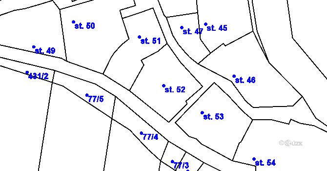 Parcela st. 52 v KÚ Bojanovice u Znojma, Katastrální mapa