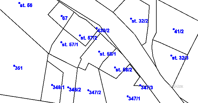 Parcela st. 58/1 v KÚ Bojanovice u Znojma, Katastrální mapa