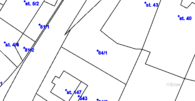 Parcela st. 64/1 v KÚ Bojanovice u Znojma, Katastrální mapa