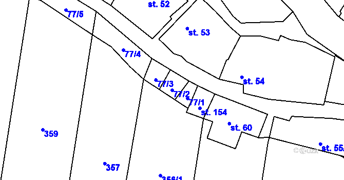 Parcela st. 77/2 v KÚ Bojanovice u Znojma, Katastrální mapa