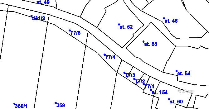 Parcela st. 77/4 v KÚ Bojanovice u Znojma, Katastrální mapa