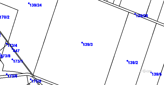 Parcela st. 139/3 v KÚ Bojanovice u Znojma, Katastrální mapa