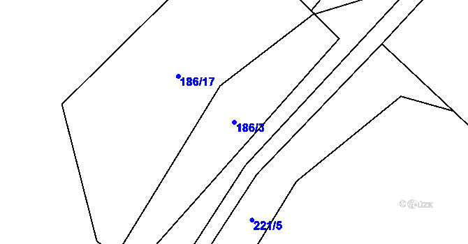 Parcela st. 186/3 v KÚ Bojanovice u Znojma, Katastrální mapa