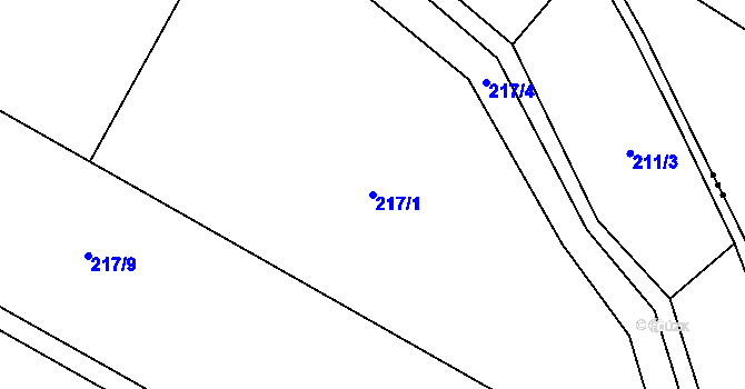 Parcela st. 217/1 v KÚ Bojanovice u Znojma, Katastrální mapa