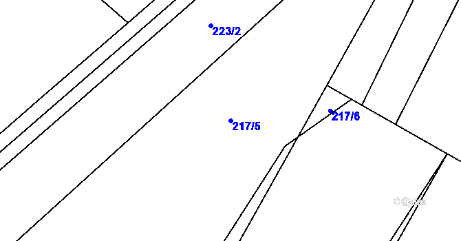 Parcela st. 217/5 v KÚ Bojanovice u Znojma, Katastrální mapa