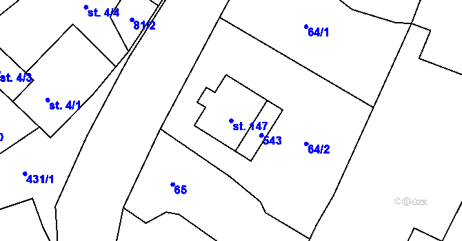 Parcela st. 147 v KÚ Bojanovice u Znojma, Katastrální mapa