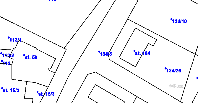 Parcela st. 134/5 v KÚ Bojanovice u Znojma, Katastrální mapa
