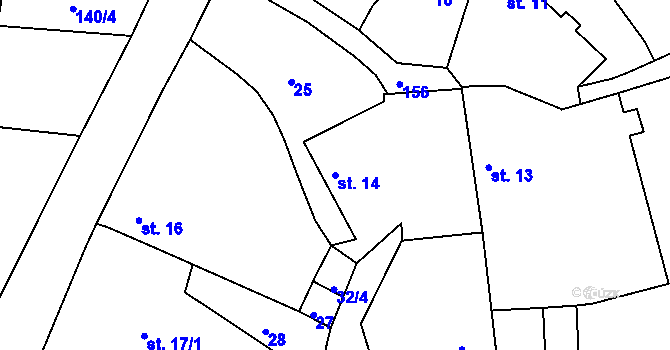 Parcela st. 14 v KÚ Ohař, Katastrální mapa