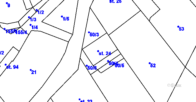 Parcela st. 24 v KÚ Ohař, Katastrální mapa