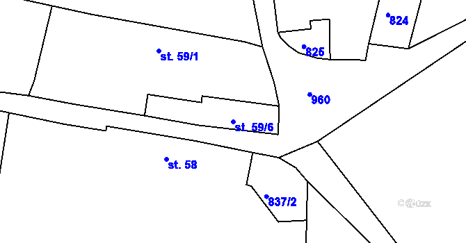 Parcela st. 59/6 v KÚ Ohař, Katastrální mapa