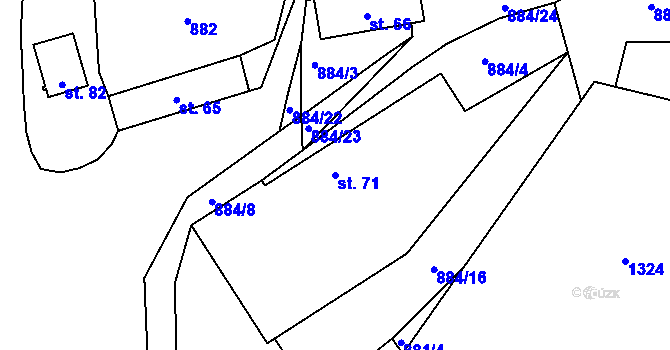 Parcela st. 71 v KÚ Ohař, Katastrální mapa