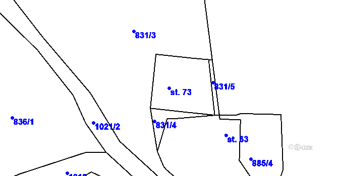 Parcela st. 73 v KÚ Ohař, Katastrální mapa