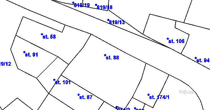 Parcela st. 88 v KÚ Bojetice, Katastrální mapa