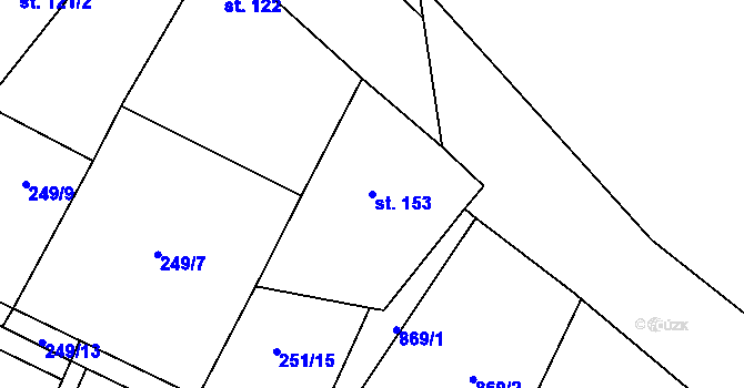 Parcela st. 153 v KÚ Bojetice, Katastrální mapa