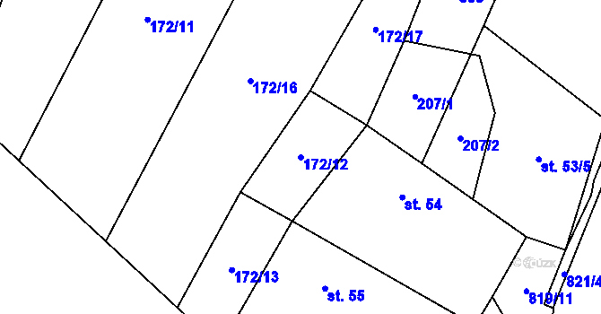 Parcela st. 172/12 v KÚ Bojetice, Katastrální mapa