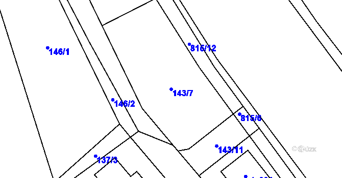 Parcela st. 143/7 v KÚ Bojetice, Katastrální mapa