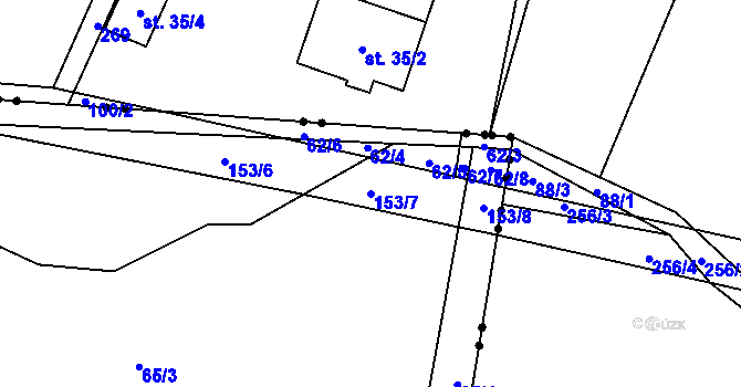 Parcela st. 153/7 v KÚ Bojiště, Katastrální mapa