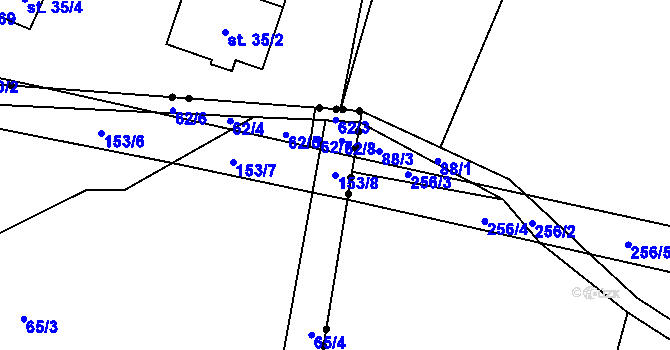 Parcela st. 153/8 v KÚ Bojiště, Katastrální mapa