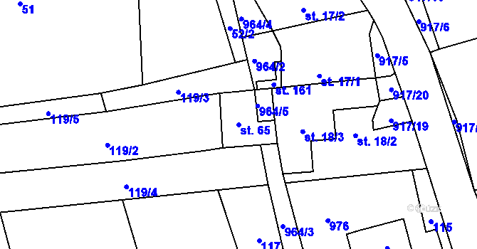 Parcela st. 65 v KÚ Kouty u Bojiště, Katastrální mapa