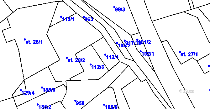 Parcela st. 112/4 v KÚ Kouty u Bojiště, Katastrální mapa