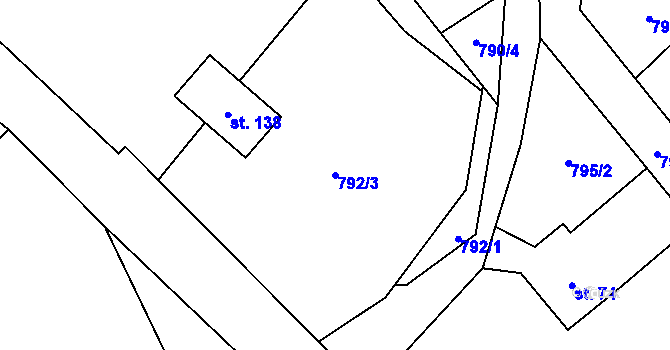 Parcela st. 792/3 v KÚ Kouty u Bojiště, Katastrální mapa