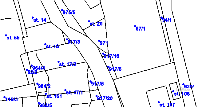 Parcela st. 917/16 v KÚ Kouty u Bojiště, Katastrální mapa
