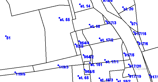 Parcela st. 964/4 v KÚ Kouty u Bojiště, Katastrální mapa