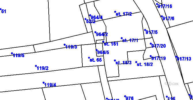 Parcela st. 964/5 v KÚ Kouty u Bojiště, Katastrální mapa
