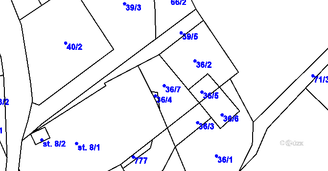 Parcela st. 36/7 v KÚ Mstislavice, Katastrální mapa