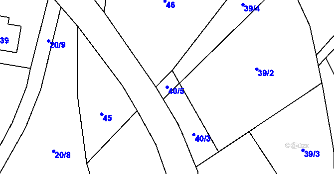 Parcela st. 40/5 v KÚ Mstislavice, Katastrální mapa