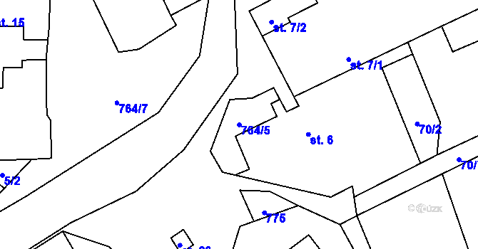 Parcela st. 764/5 v KÚ Mstislavice, Katastrální mapa