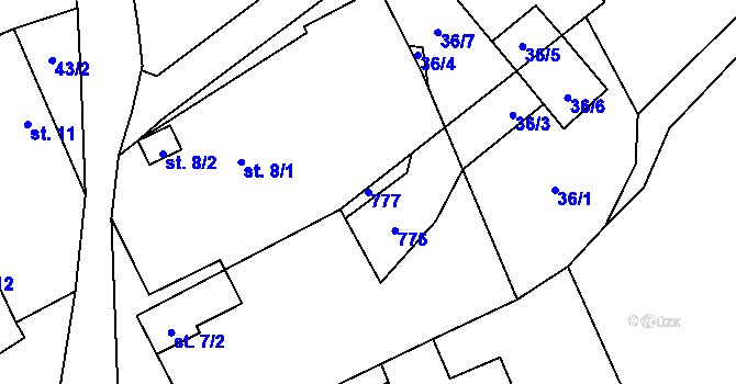Parcela st. 777 v KÚ Mstislavice, Katastrální mapa