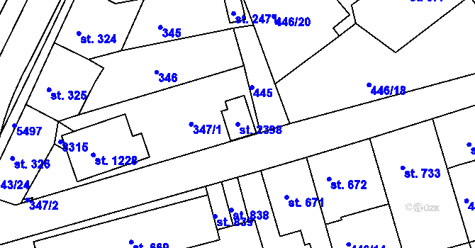 Parcela st. 2398 v KÚ Bojkovice, Katastrální mapa
