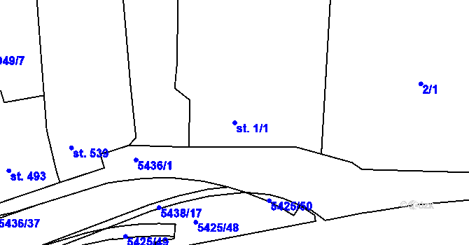 Parcela st. 1/1 v KÚ Bojkovice, Katastrální mapa
