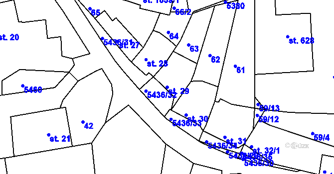 Parcela st. 29 v KÚ Bojkovice, Katastrální mapa
