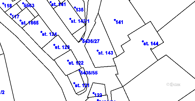 Parcela st. 143 v KÚ Bojkovice, Katastrální mapa