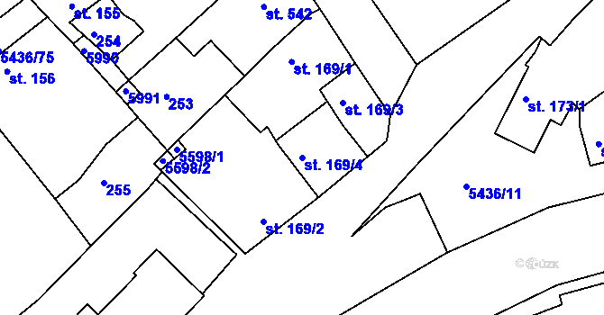 Parcela st. 169/4 v KÚ Bojkovice, Katastrální mapa