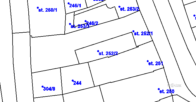 Parcela st. 252/2 v KÚ Bojkovice, Katastrální mapa