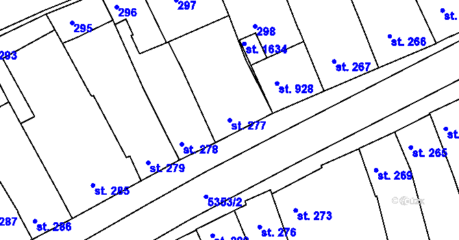Parcela st. 277 v KÚ Bojkovice, Katastrální mapa