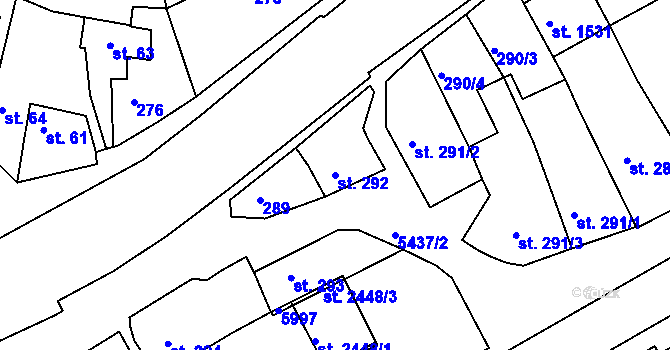 Parcela st. 292 v KÚ Bojkovice, Katastrální mapa