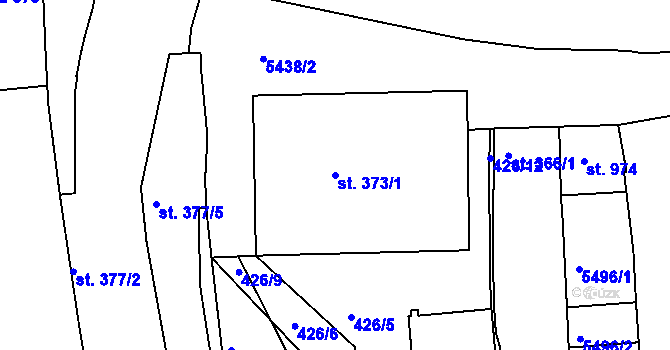 Parcela st. 373/1 v KÚ Bojkovice, Katastrální mapa