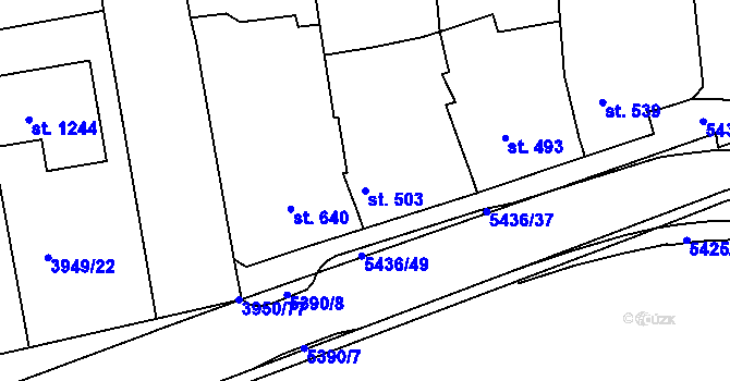 Parcela st. 503 v KÚ Bojkovice, Katastrální mapa