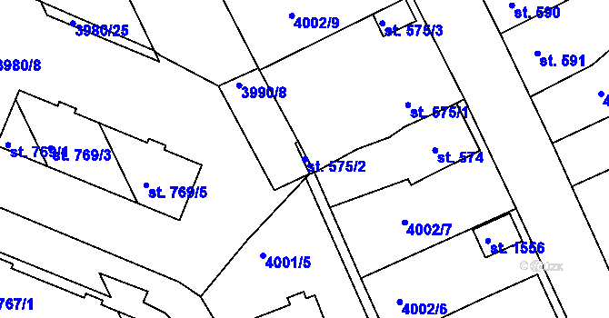 Parcela st. 575/2 v KÚ Bojkovice, Katastrální mapa
