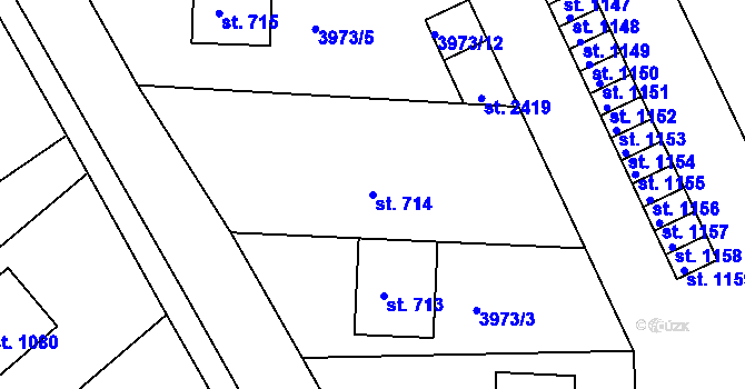 Parcela st. 714 v KÚ Bojkovice, Katastrální mapa
