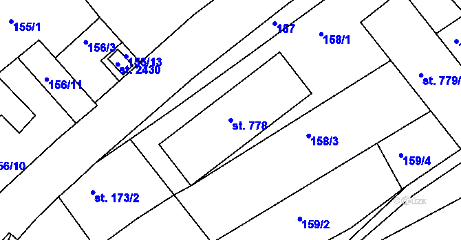 Parcela st. 778 v KÚ Bojkovice, Katastrální mapa