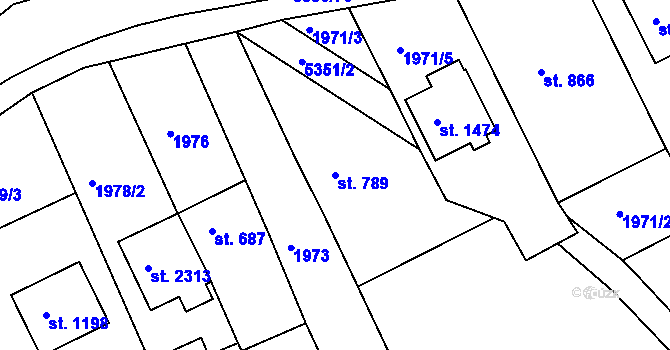 Parcela st. 789 v KÚ Bojkovice, Katastrální mapa