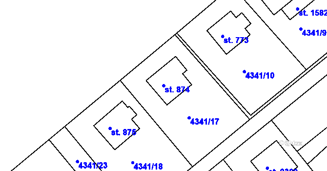 Parcela st. 874 v KÚ Bojkovice, Katastrální mapa
